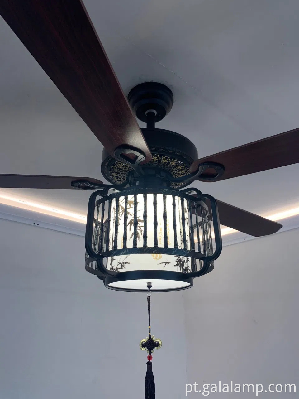 Lâmpada de ventilador de teto chinês vintage para salas de vida e jantar